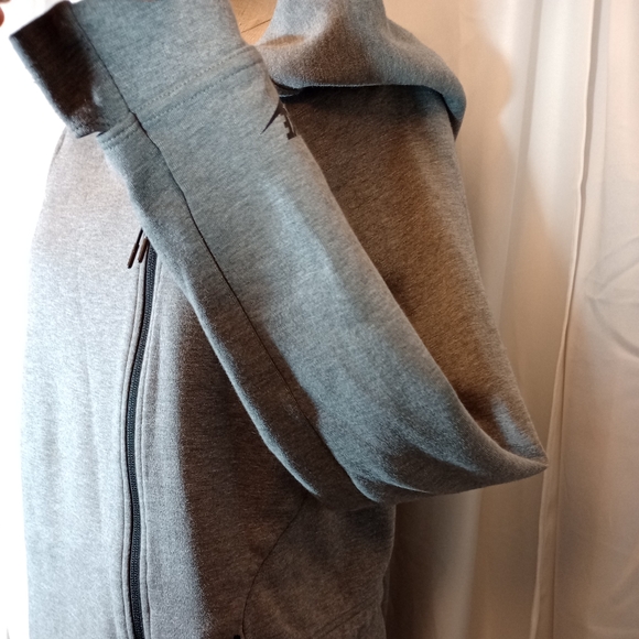 Nike Women Side Zip Hoodie, Gray, Fleece Waist Drawstring, Logo, Pockets, L - Picture 12 of 16